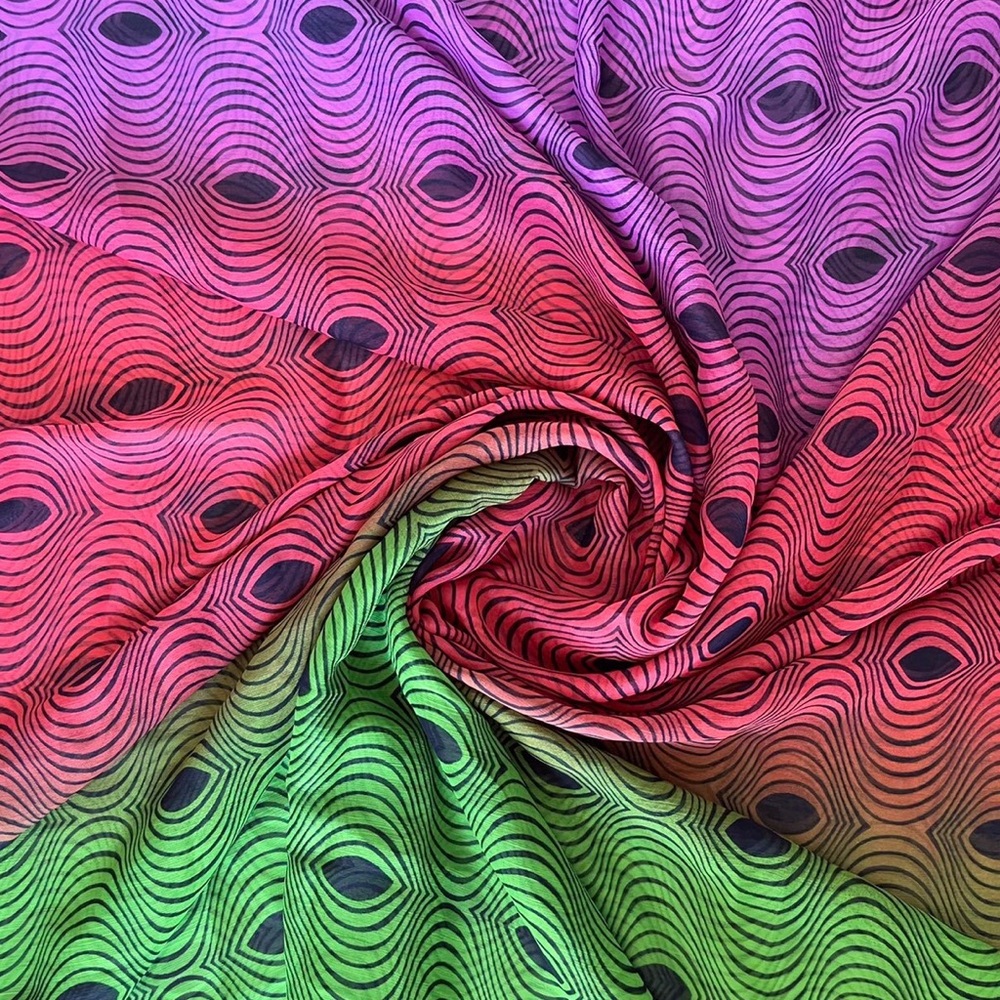 Ombré Multicolor African Print Ankara Chiffon Poly Print Fabric